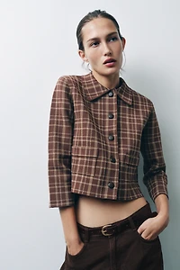 PLAID KNIT CARDIGAN