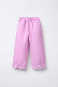 LACE HEM STRAIGHT LEG PANTS