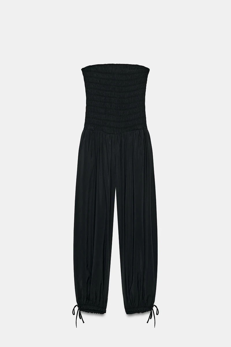 GATHERED STRAPLESS JUMPSUIT