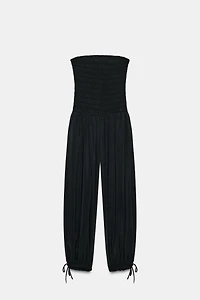 GATHERED STRAPLESS JUMPSUIT