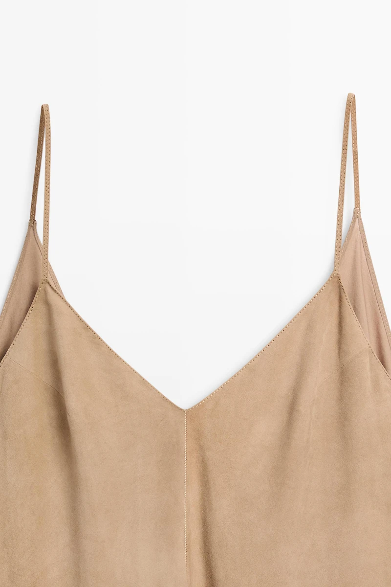 Suede leather combined dress - STUDIO