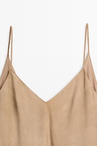 Suede leather combined dress - STUDIO