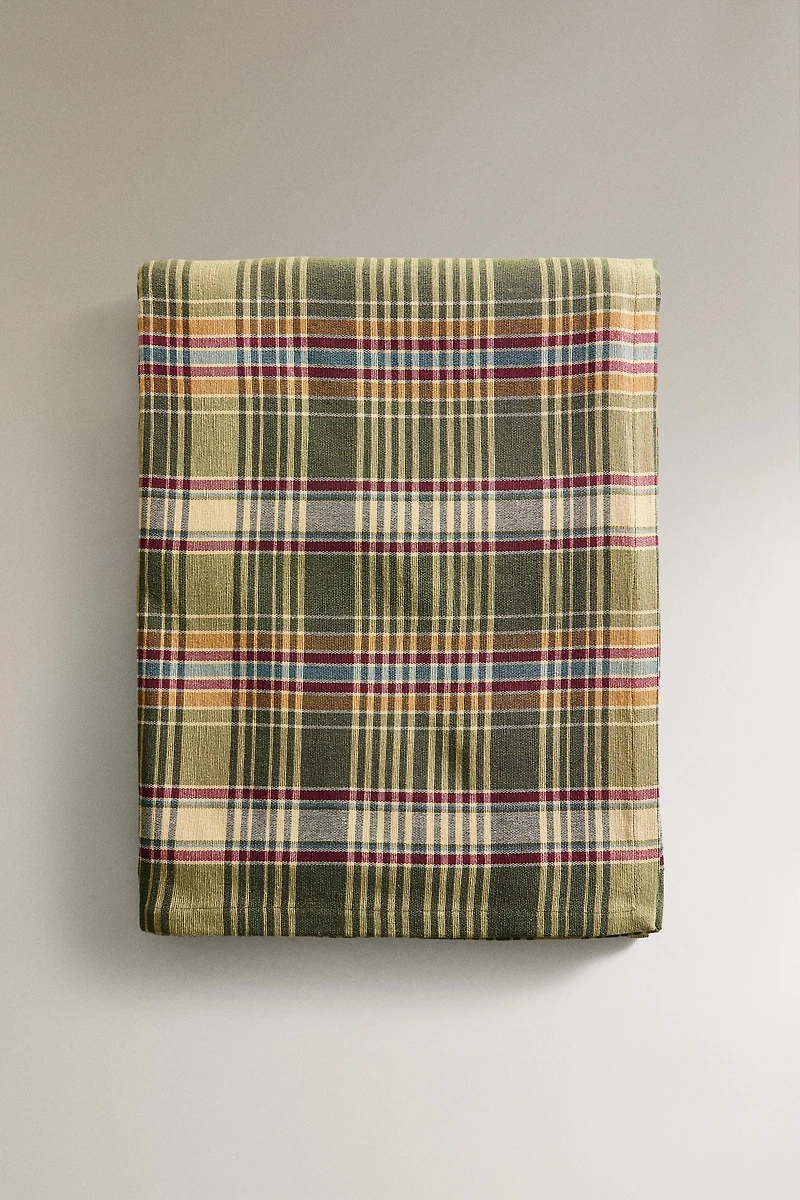 DYED THREAD CHECK TABLECLOTH