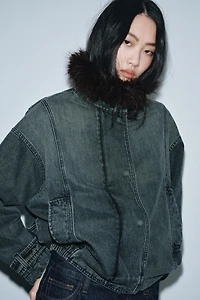 ZW COLLECTION DENIM BOMBER JACKET