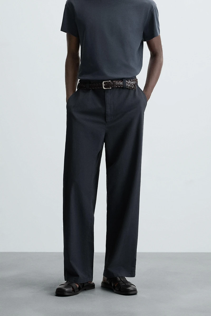 TEXTURED REGULAR FIT PANTS