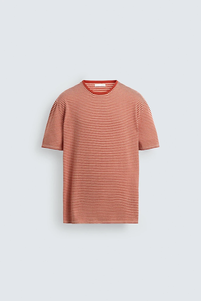 T-SHIRT EN MAILLE RAYÉ REGULAR FIT