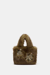 SHINY FAUX FUR HANDBAG