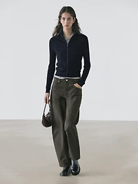 Cardigan à fermeture Éclair 100 % laine