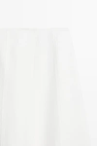 100% linen denim-effect midi skirt