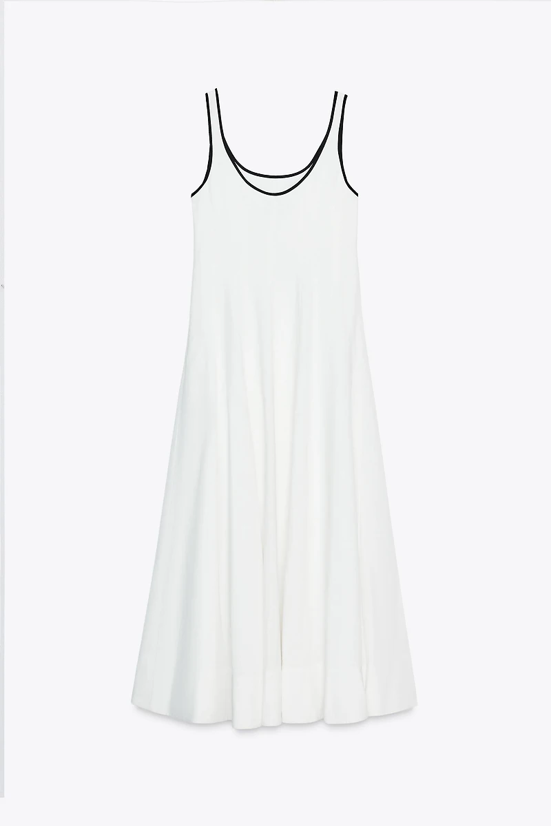 CONTRAST TRIM MIDI DRESS