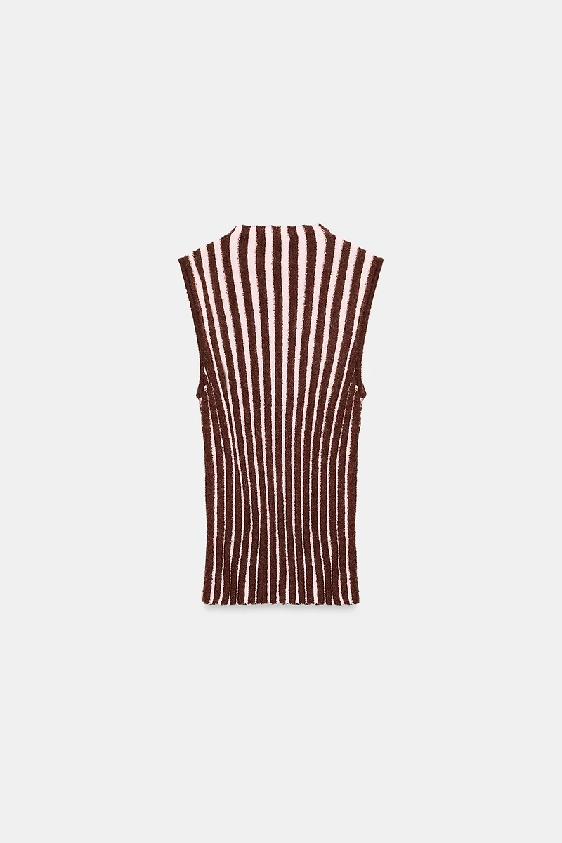 SLEEVELESS STRIPED TEXTURED TOP