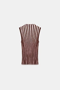 SLEEVELESS STRIPED TEXTURED TOP