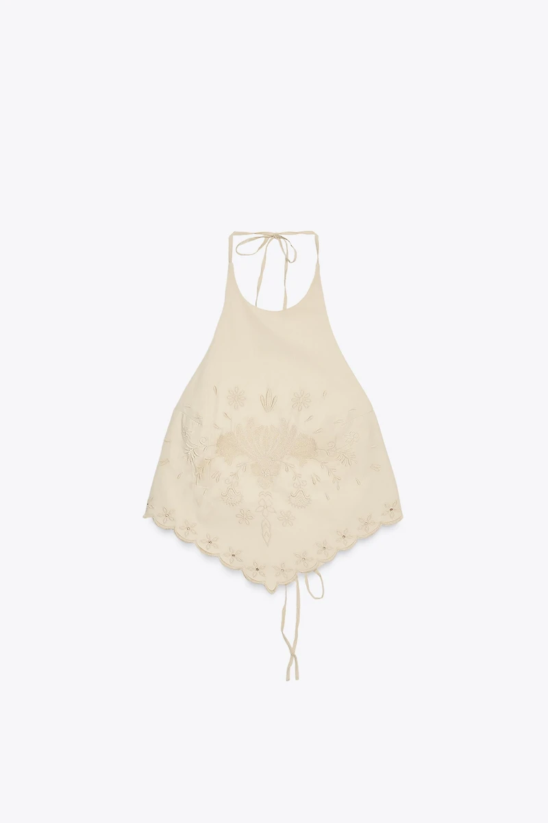 EMBROIDERED POPLIN TOP