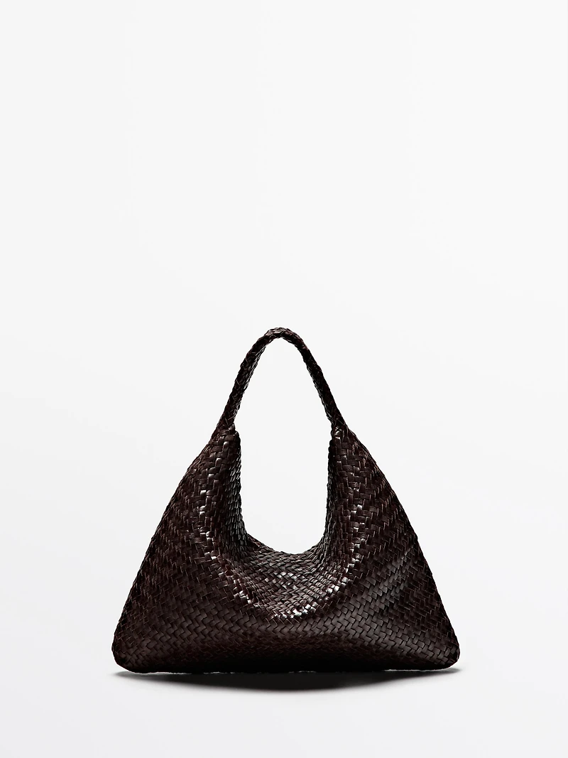 Braided nappa leather shopper bag