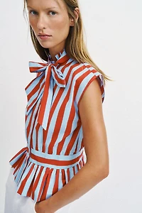 STRIPED KNOTTED SLEEVELESS SHIRT