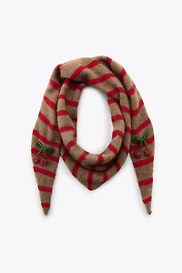 CHERRY STRIPE KNIT BANDANA