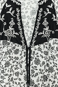 FLORAL PRINT BEADED EMBROIDERY BLOUSE