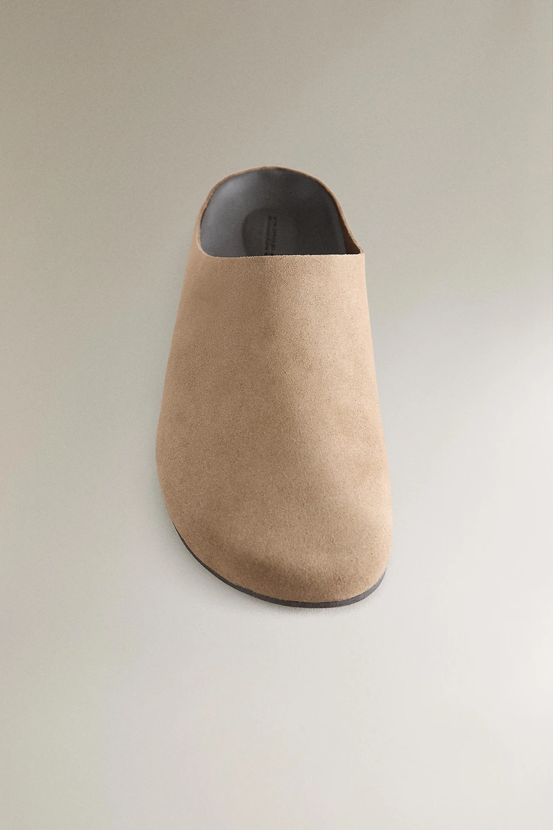 LEATHER SPLIT SUEDE MULE CLOG SLIPPERS