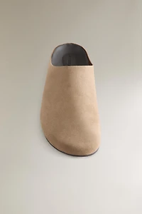 LEATHER SPLIT SUEDE MULE CLOG SLIPPERS