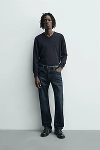 FLOCKED STRAIGHT FIT JEANS