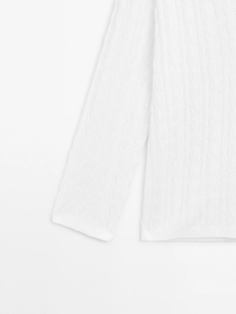 Cotton blend open-knit sweater