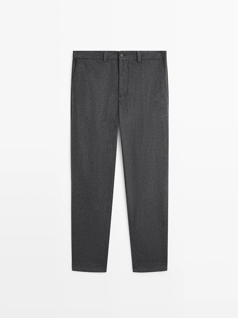 Wool blend flannel trousers