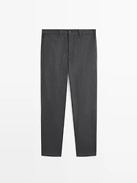 Wool blend flannel trousers