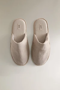 LINEN MULE SLIPPERS