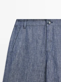 High-waist linen palazzo trousers