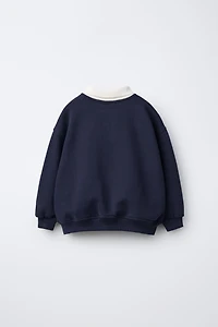 NUMBER PRINT POLO SWEATSHIRT