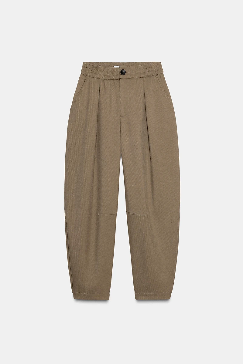 ELASTIC WAIST TAPERED PANTS