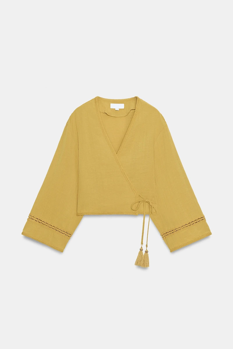 LACE TRIM WRAP JACKET