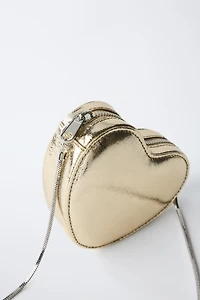 METALLIC HEART CROSSBODY BAG