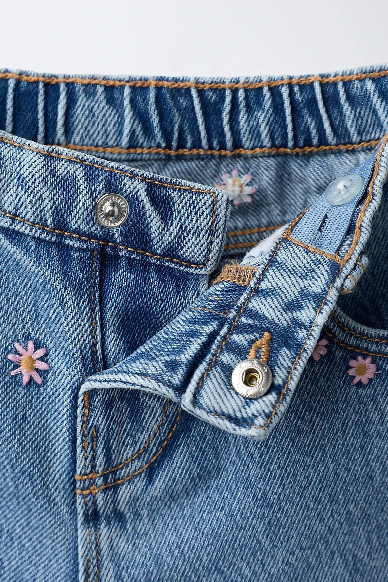 EMBROIDERED FLORAL CULOTTE JEANS