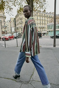 BLOUSE SATINÉE À RAYURES