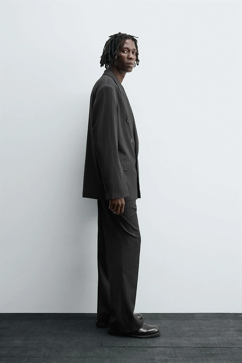 STRIPED DOUBLE BREASTED SUIT BLAZER