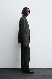 STRIPED DOUBLE BREASTED SUIT BLAZER