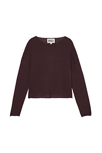 CROPPED FIT LINEN-WOOL BLEND SWEATER