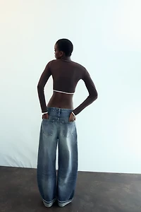 CROPPED DOUBLE EFFECT T-SHIRT