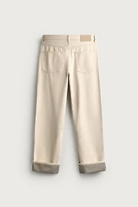 Contrast Cuff Straight Fit Jeans