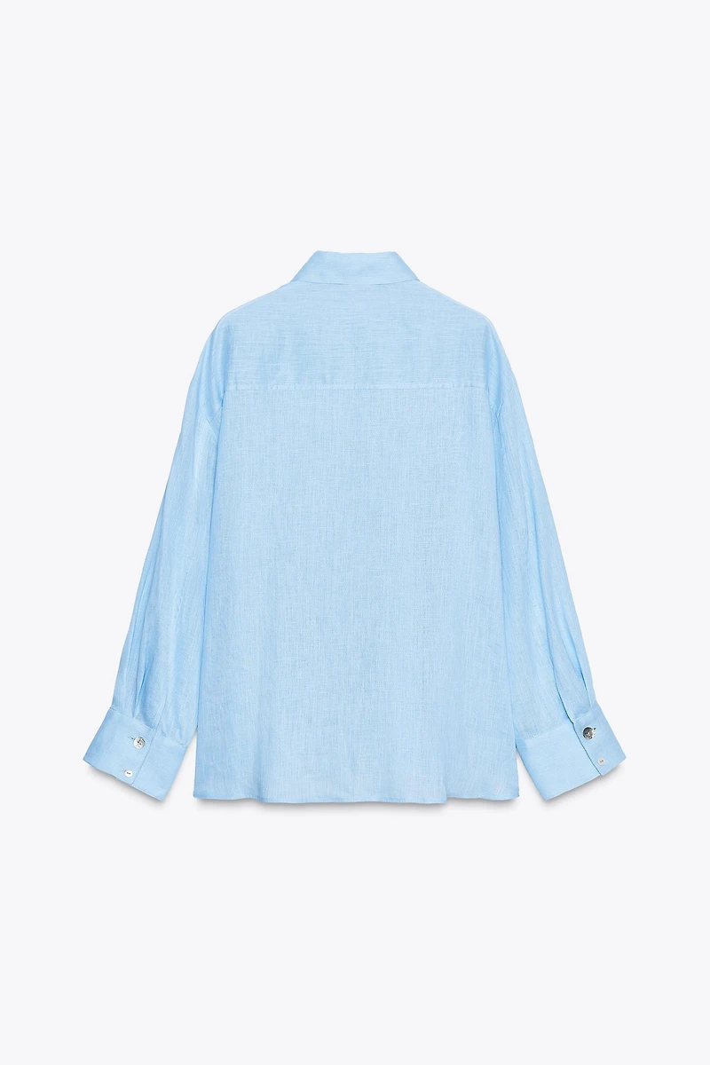 100% LINEN SHIRT WITH MIXED BUTTONS