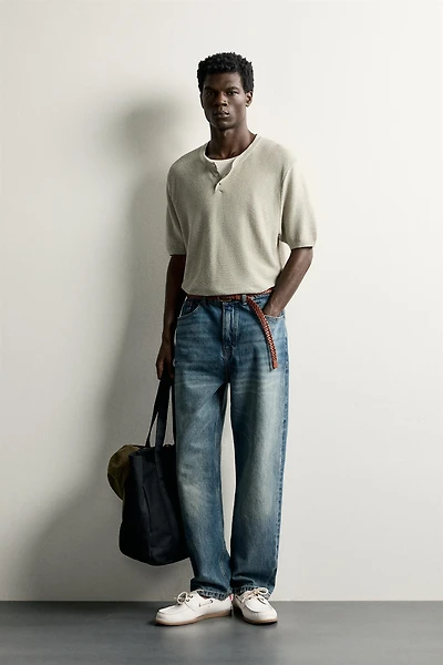 KNIT HENLEY T-SHIRT