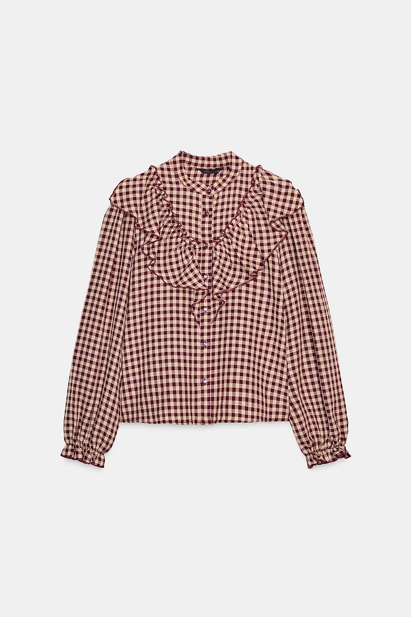 BLOUSE À VOLANTS ET CARREAUX VICHY