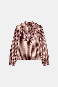 BLOUSE À VOLANTS ET CARREAUX VICHY