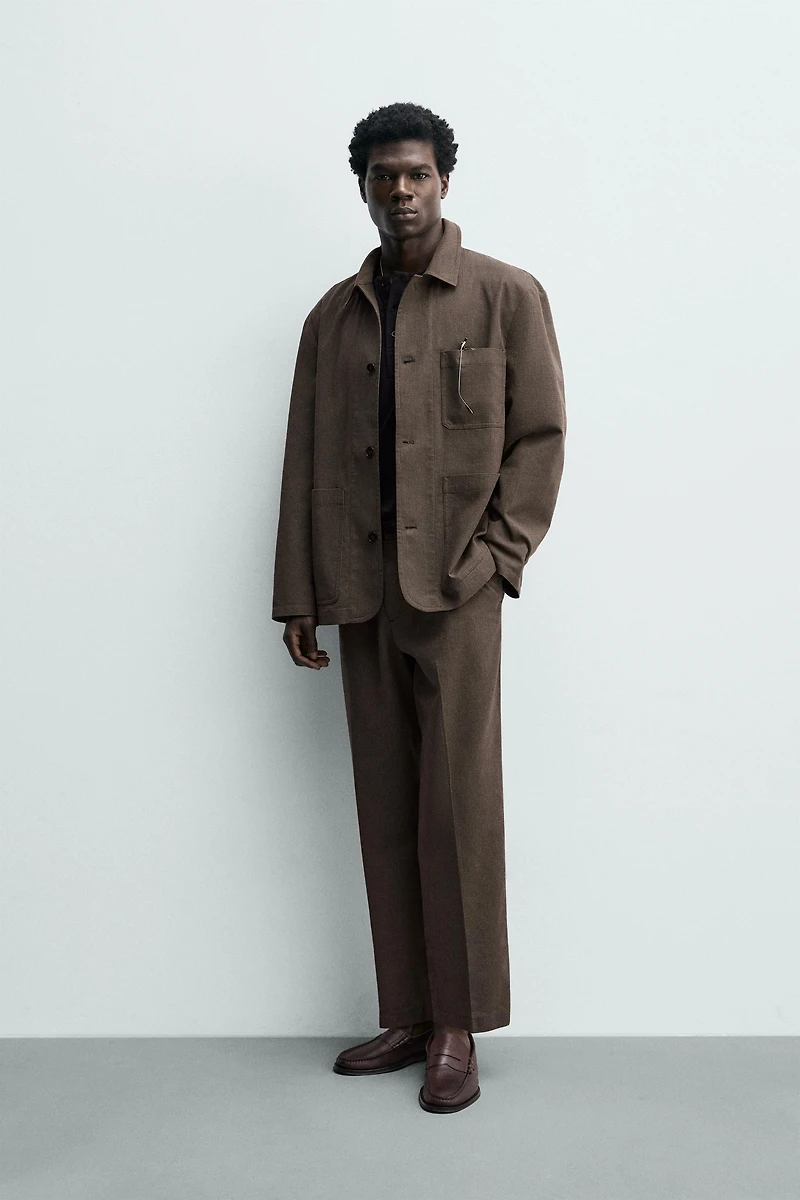 RELAXED FIT HOUNDSTOOTH SUIT OVERSHIRT