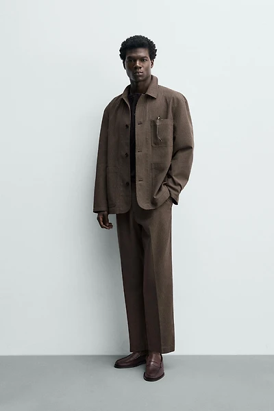RELAXED FIT HOUNDSTOOTH SUIT OVERSHIRT