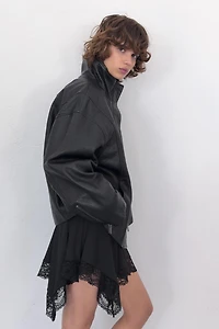 100% LEATHER OVERSIZED JACKET