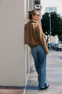 FAUX SUEDE CROPPED JACKET