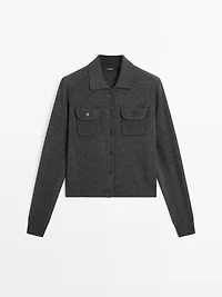 Cardigan avec poches en laine mélangée