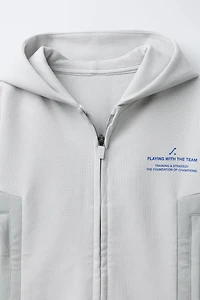 SPORTY TEXT ZIP-UP SWEATSHIRT